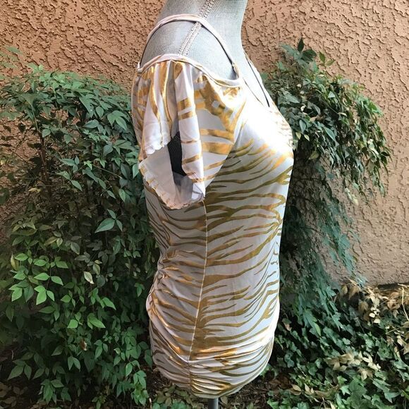 Cold Shoulder Zebra Print Dressy Club Top Body Central MEDIUM - Picture 3 of 5